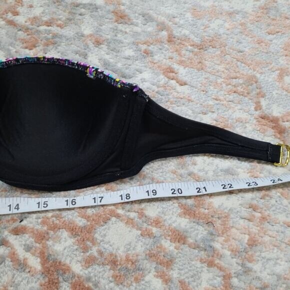Victoria Secret Swim Bikini Top Black Confetti Ruffle Strapless Bikini Top - 36C - Picture 4 of 6